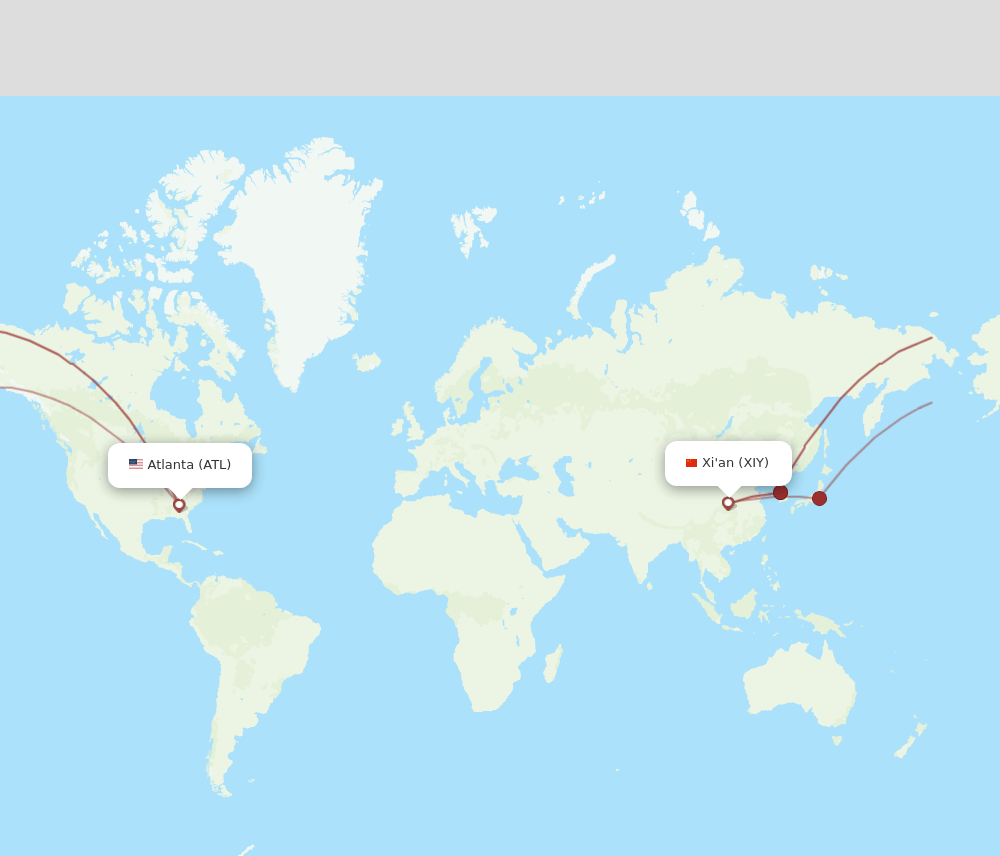 XIY-ATL flight routes