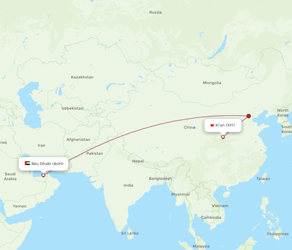 XIY-AUH flight routes