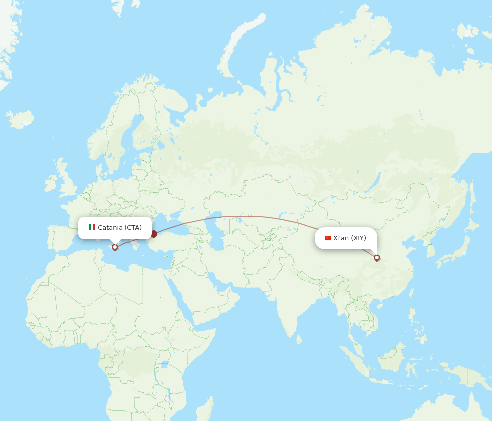 XIY-CTA flight routes