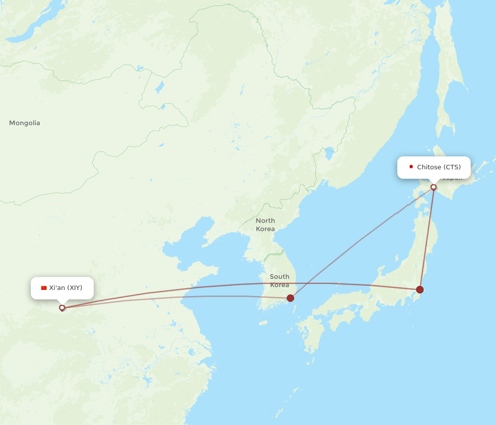 XIY-CTS flight routes