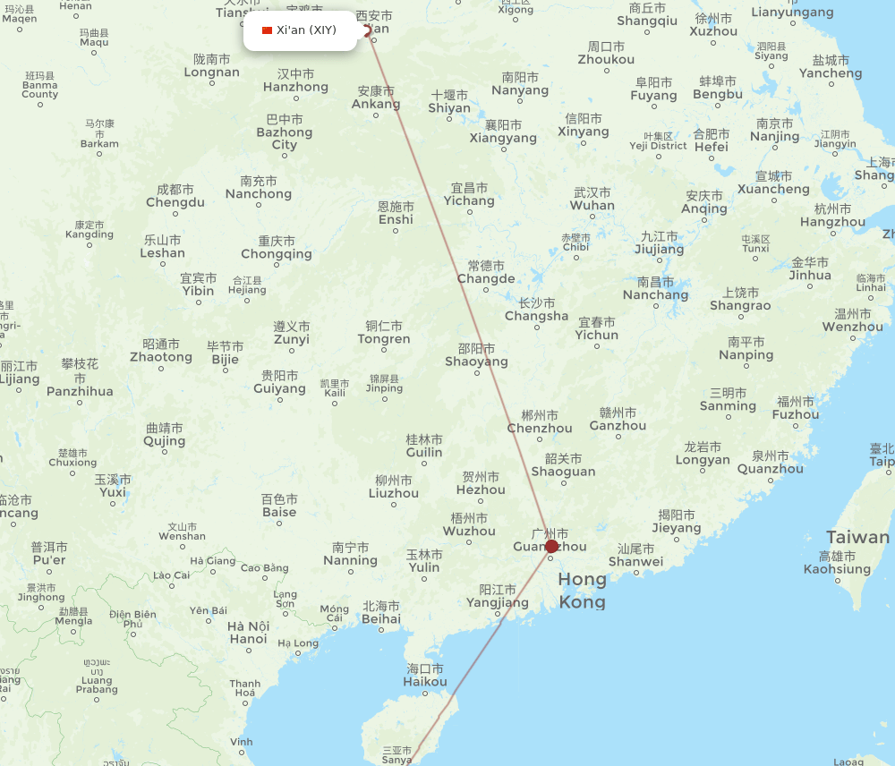 XIY-DAD flight routes