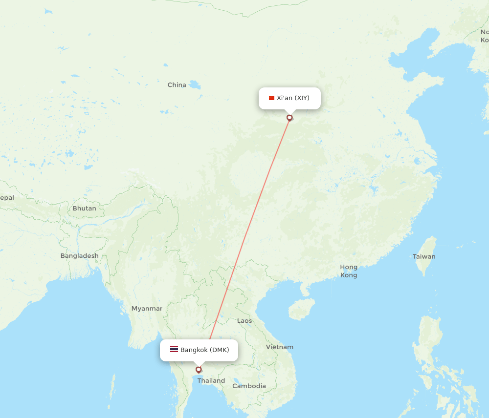XIY-DMK flight routes