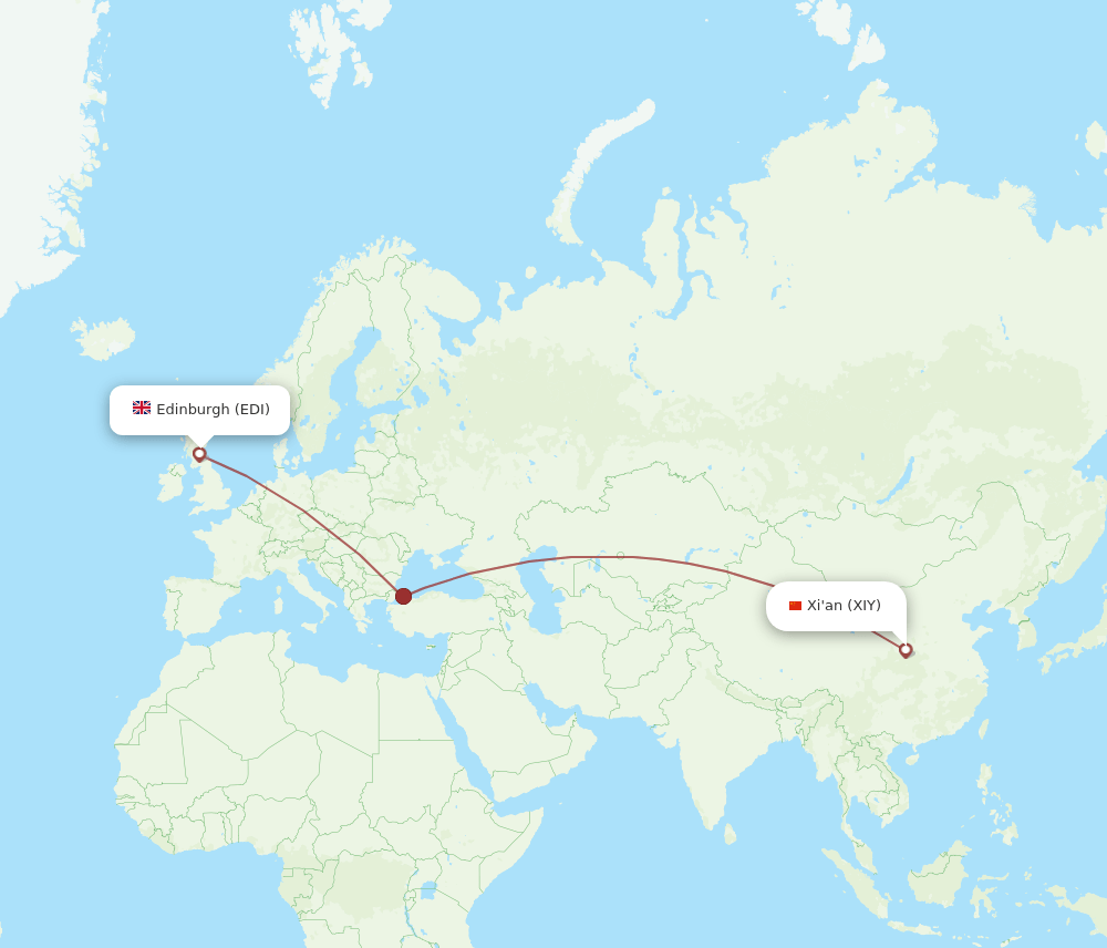 XIY-EDI flight routes