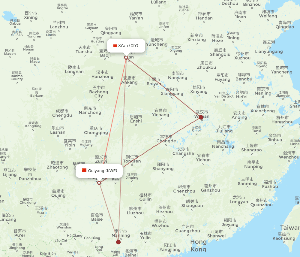 XIY-KWE flight routes