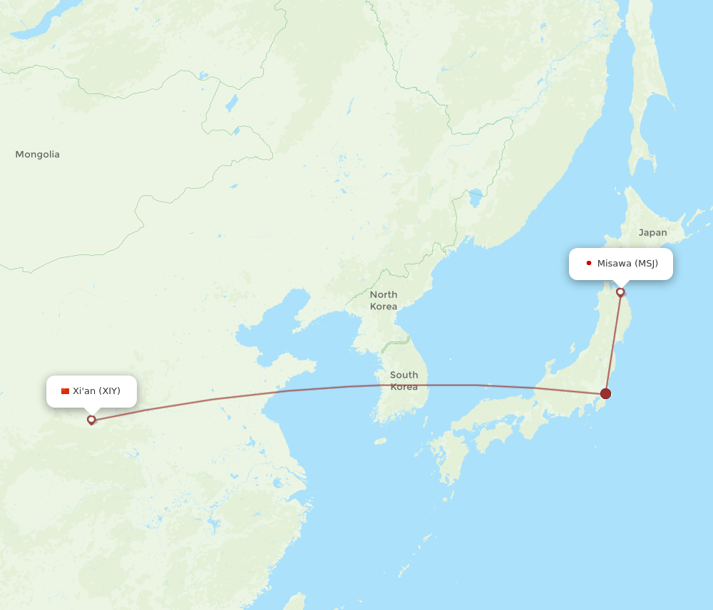 XIY-MSJ flight routes