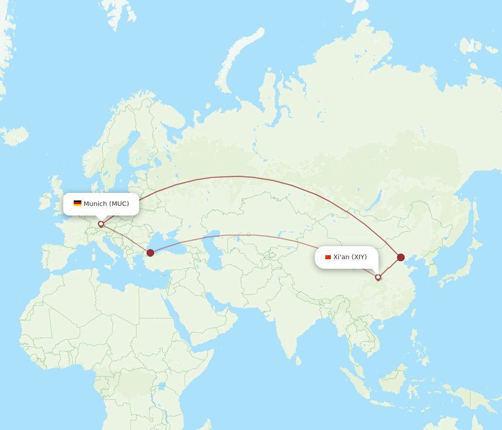 XIY-MUC flight routes