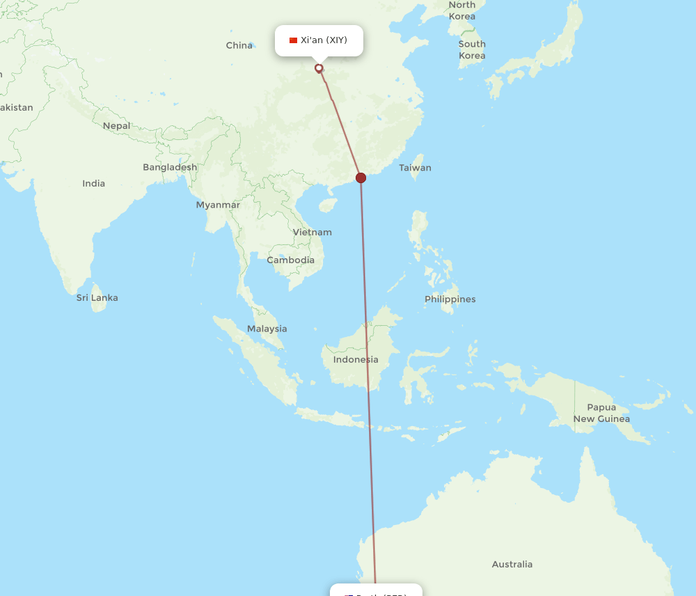 XIY-PER flight routes