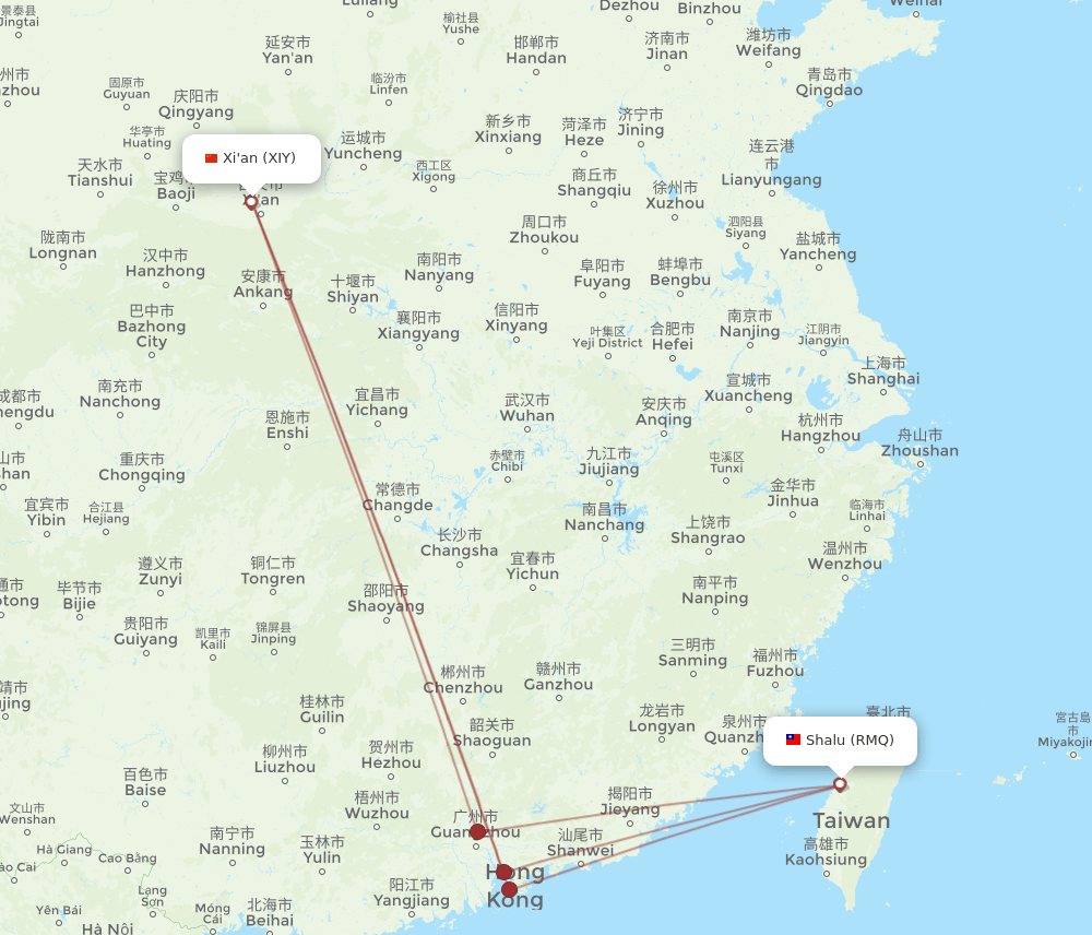 XIY-RMQ flight routes