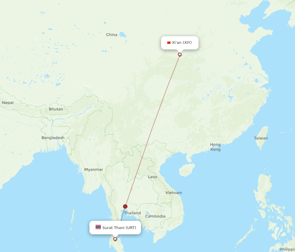 XIY-URT flight routes