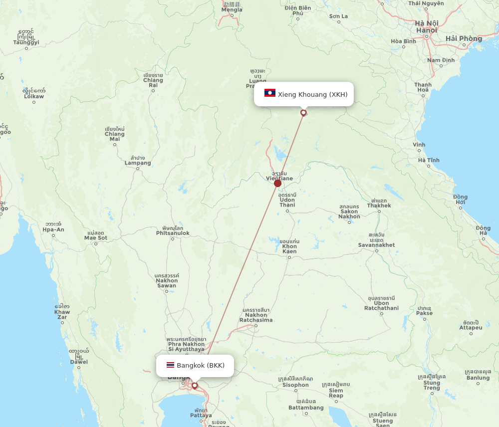 XKH-BKK flight routes
