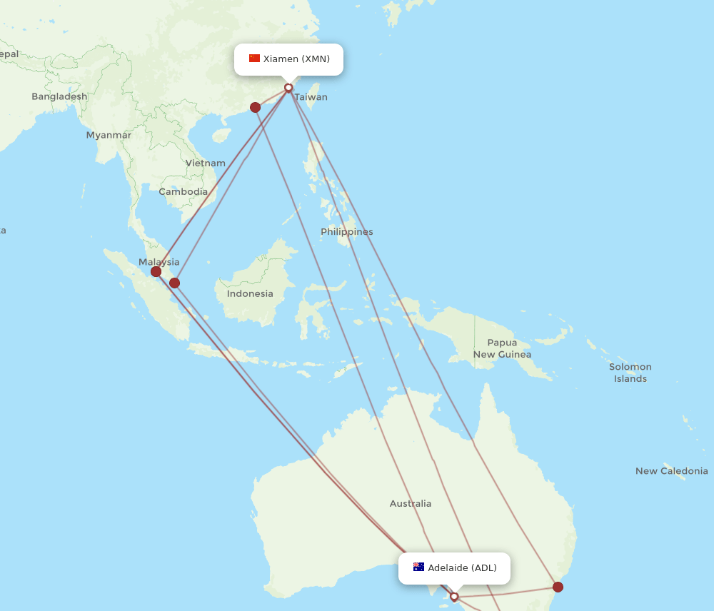 XMN-ADL flight routes