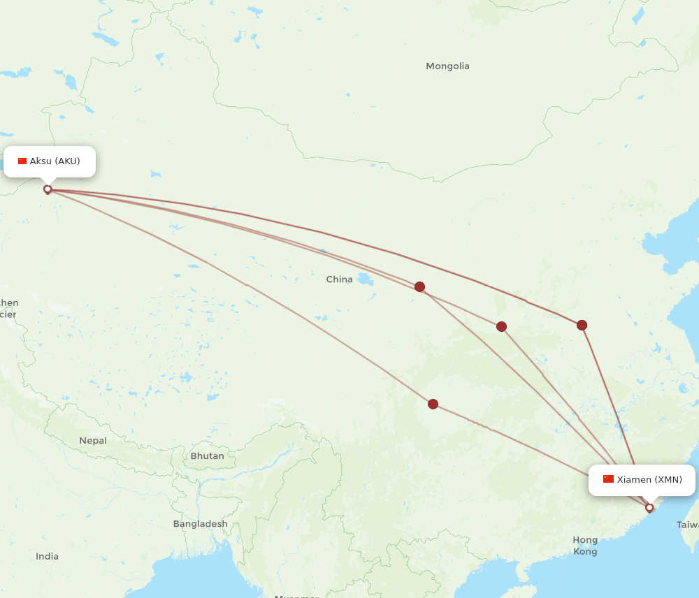 XMN-AKU flight routes