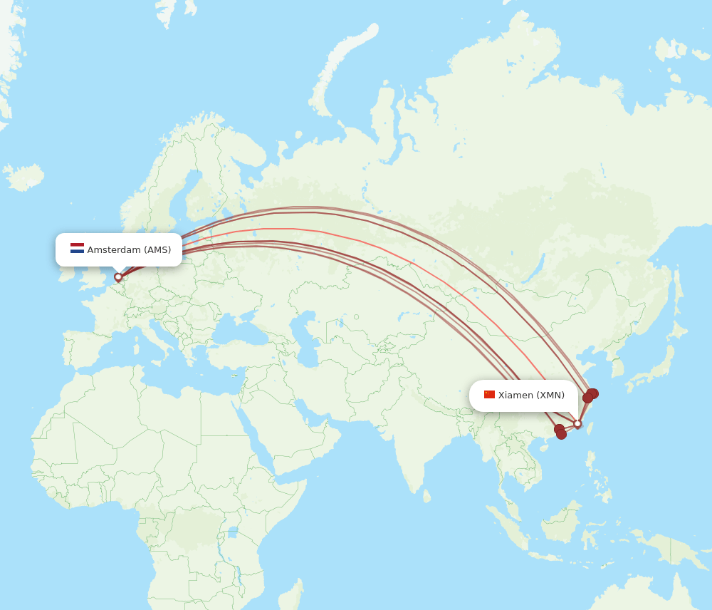 XMN-AMS flight routes