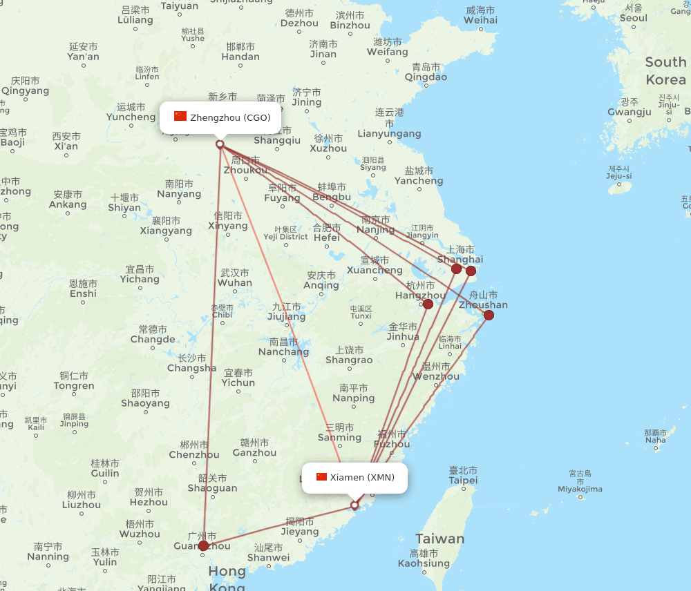 XMN-CGO flight routes