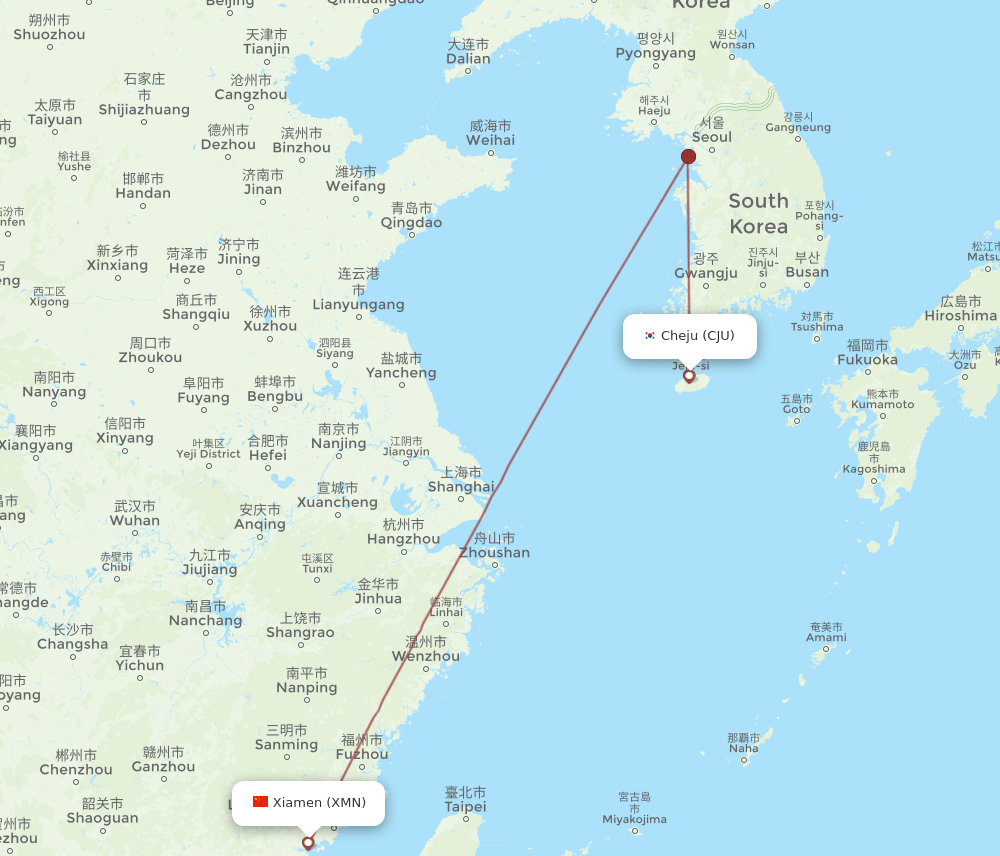 XMN-CJU flight routes