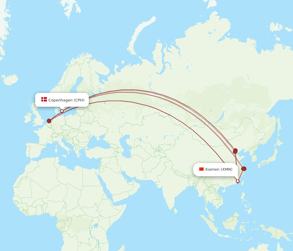 XMN-CPH flight routes