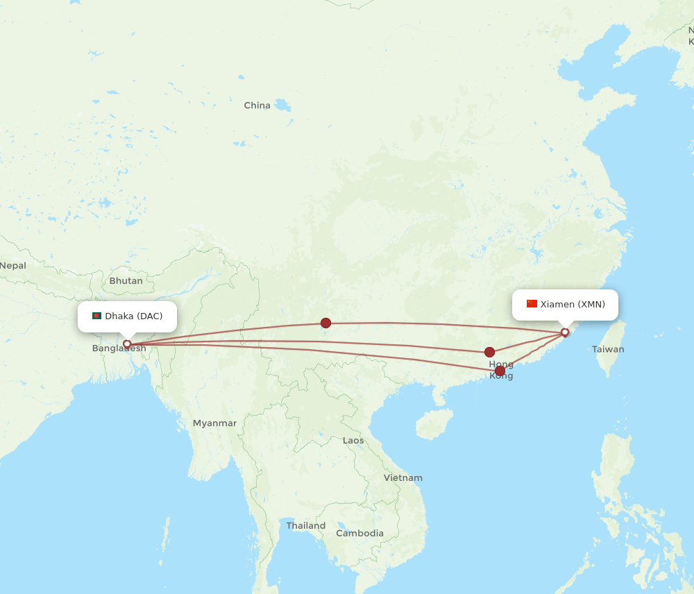 XMN-DAC flight routes