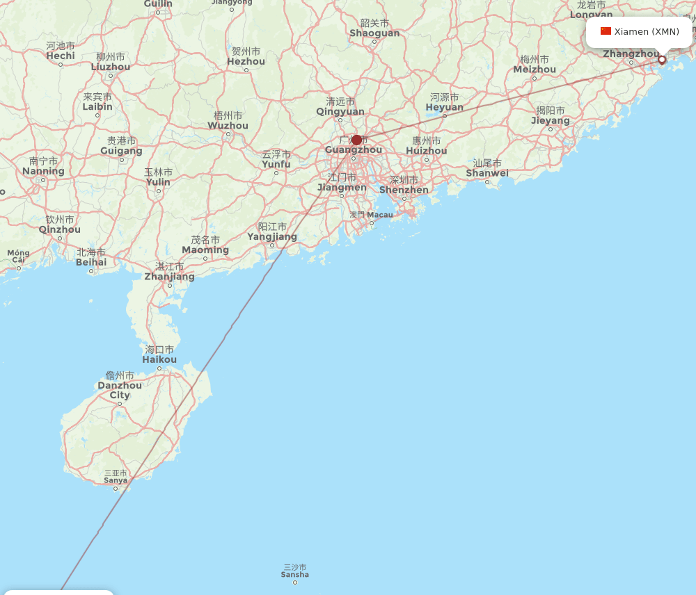 Da Nang - Xiamen route map and flight paths