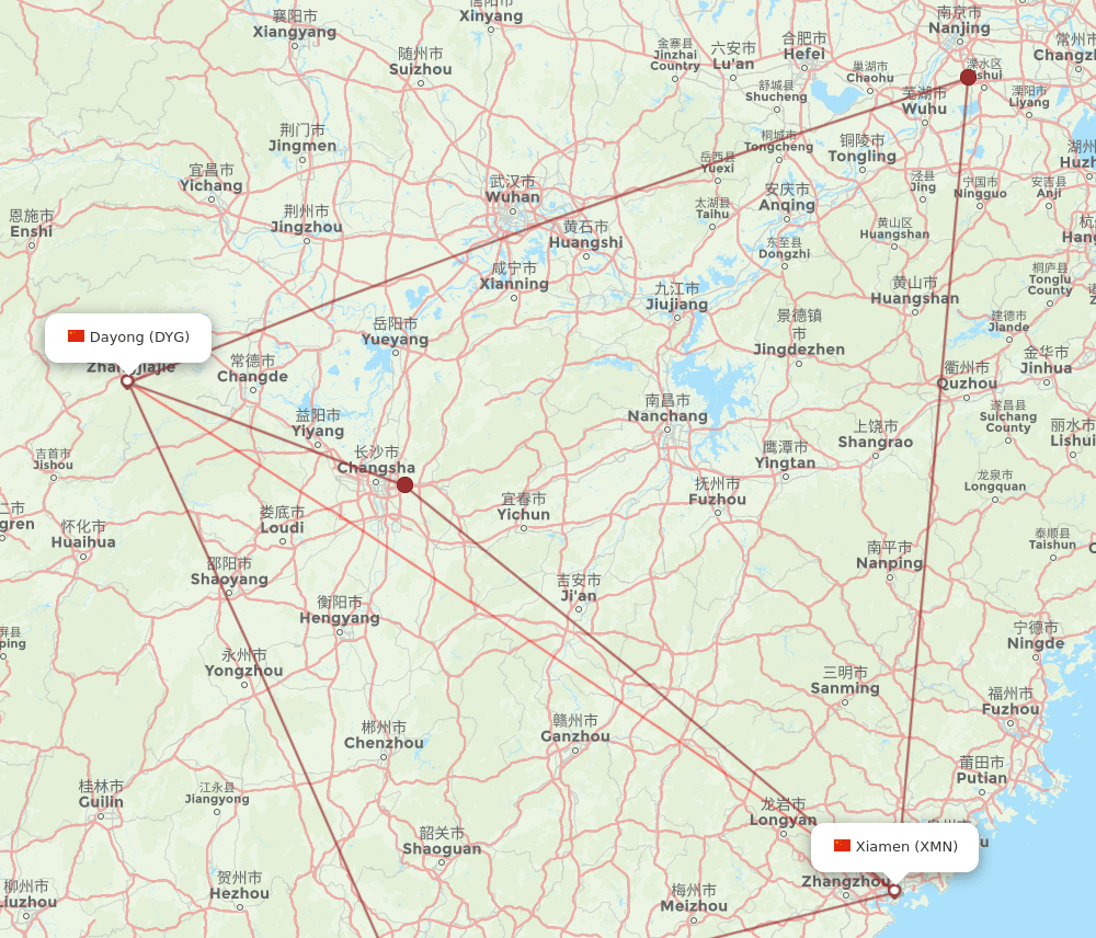 XMN to DYG flights and routes map