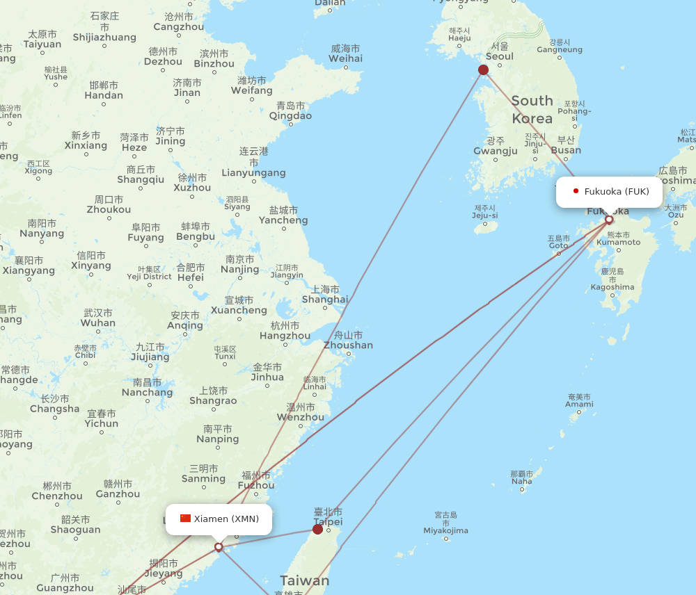XMN to FUK flights and routes map