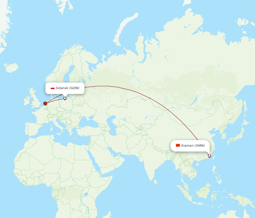 XMN to GDN flights and routes map