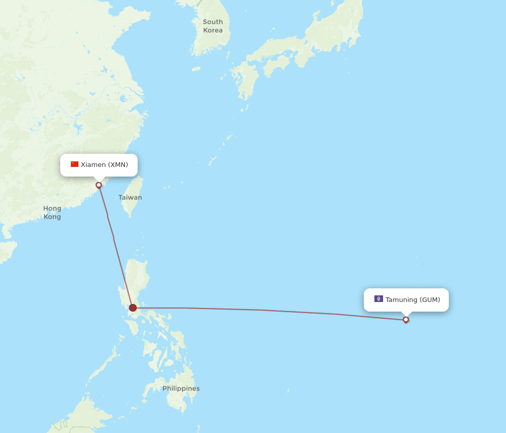 XMN-GUM flight routes