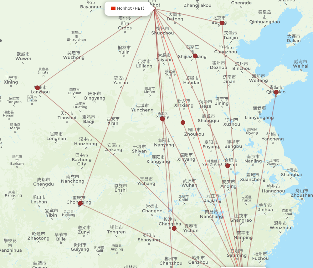 XMN to HET flights and routes map
