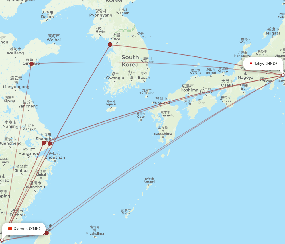 XMN-HND flight routes