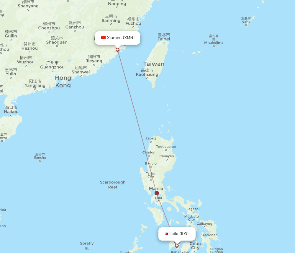 XMN-ILO flight routes