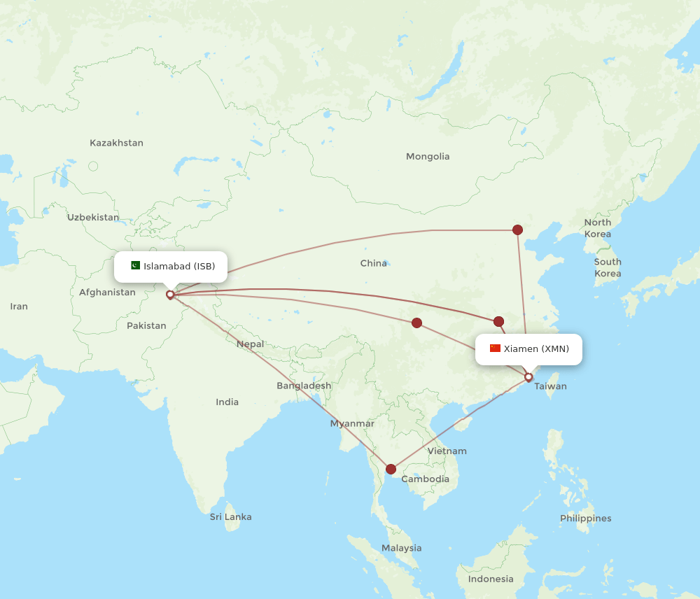 XMN-ISB flight routes