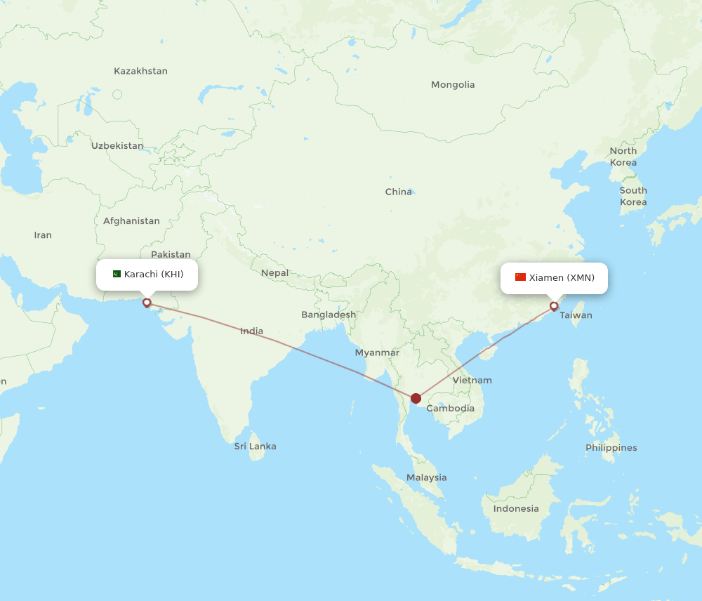 XMN-KHI flight routes