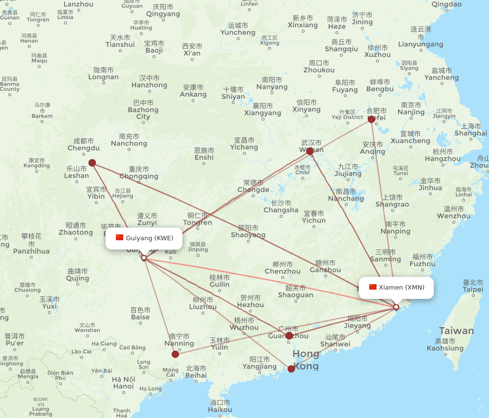 XMN-KWE flight routes