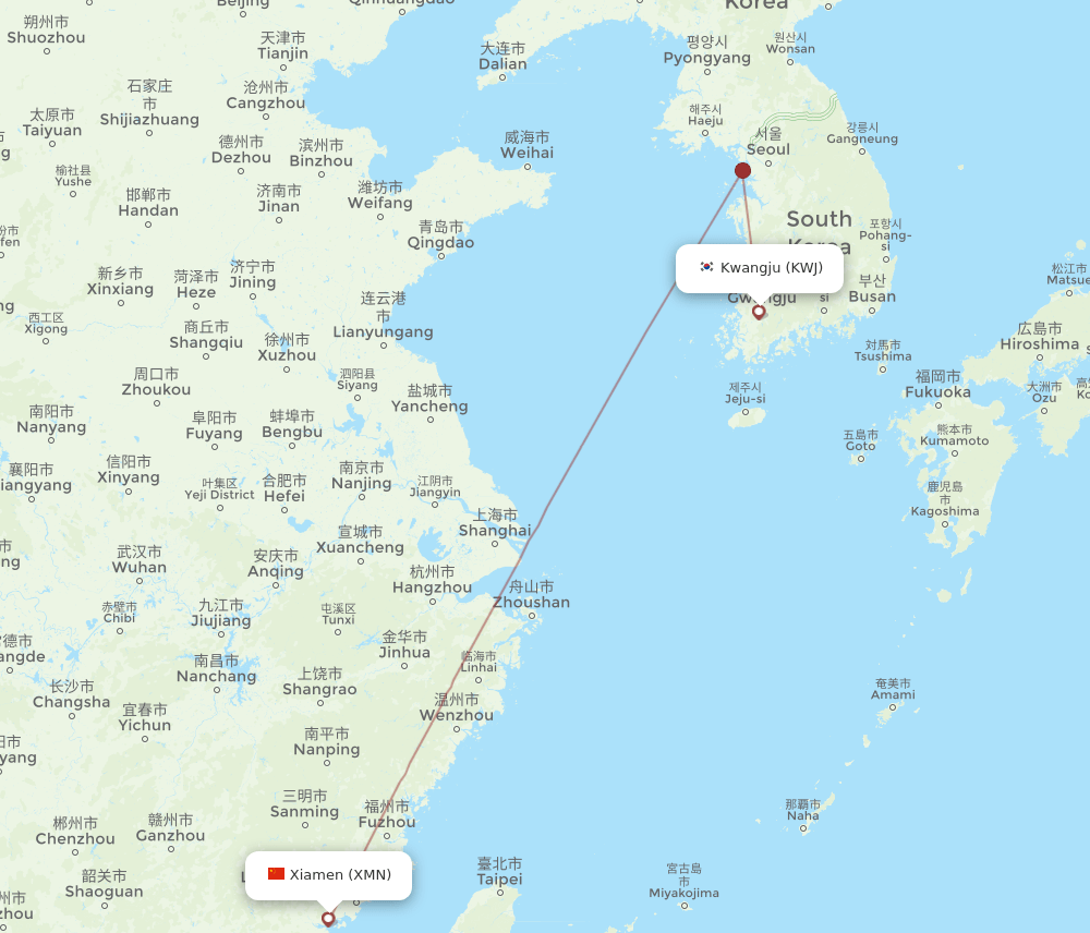 XMN-KWJ flight routes