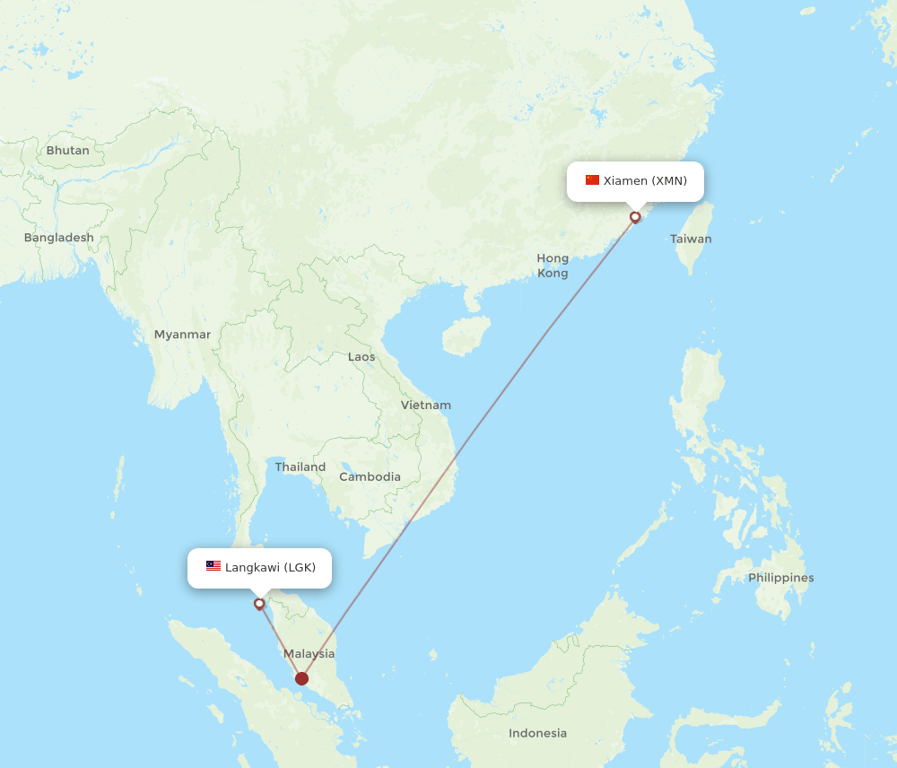 XMN-LGK flight routes