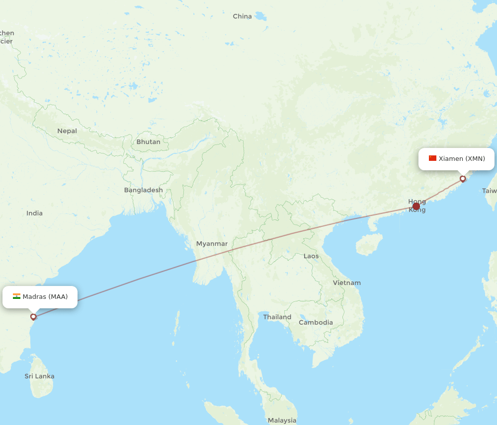 XMN-MAA flight routes