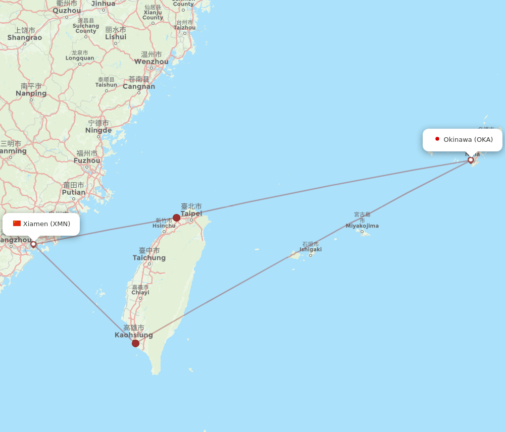 XMN-OKA flight routes