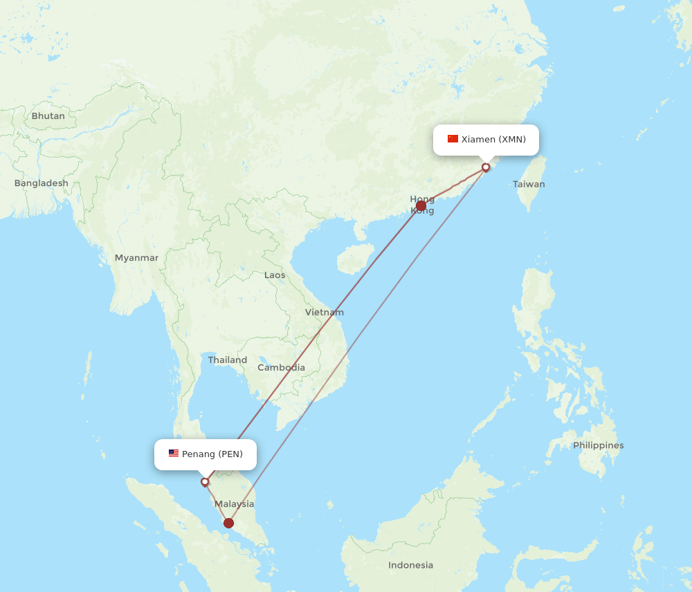 XMN-PEN flight routes
