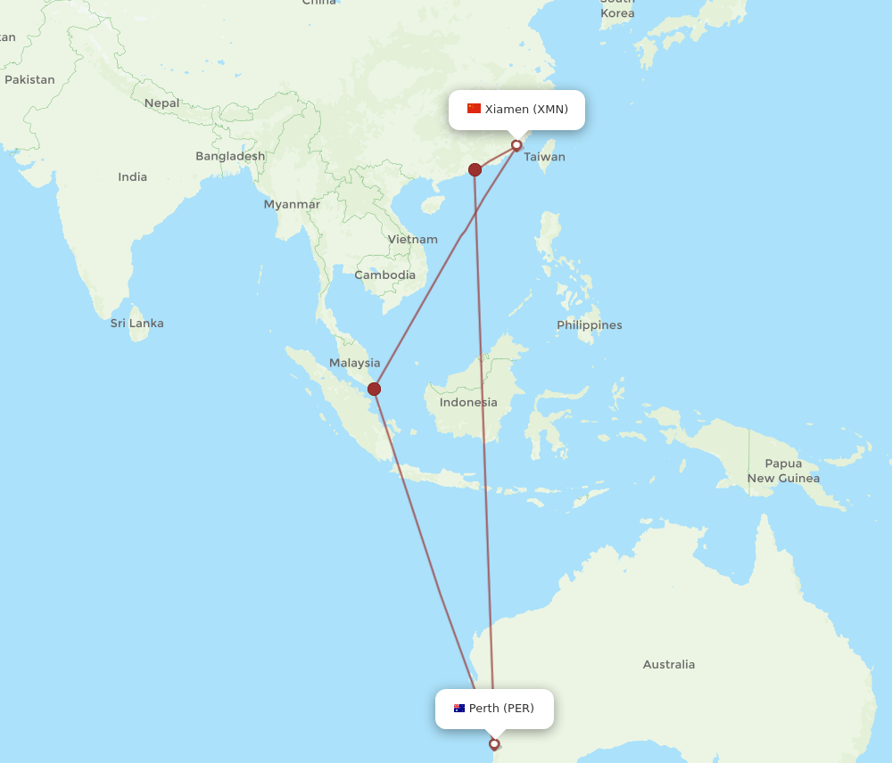 XMN-PER flight routes