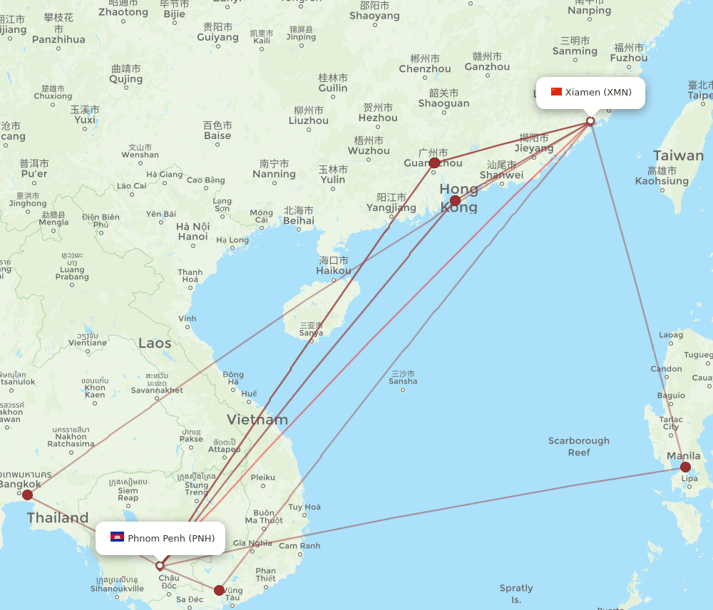 XMN-PNH flight routes
