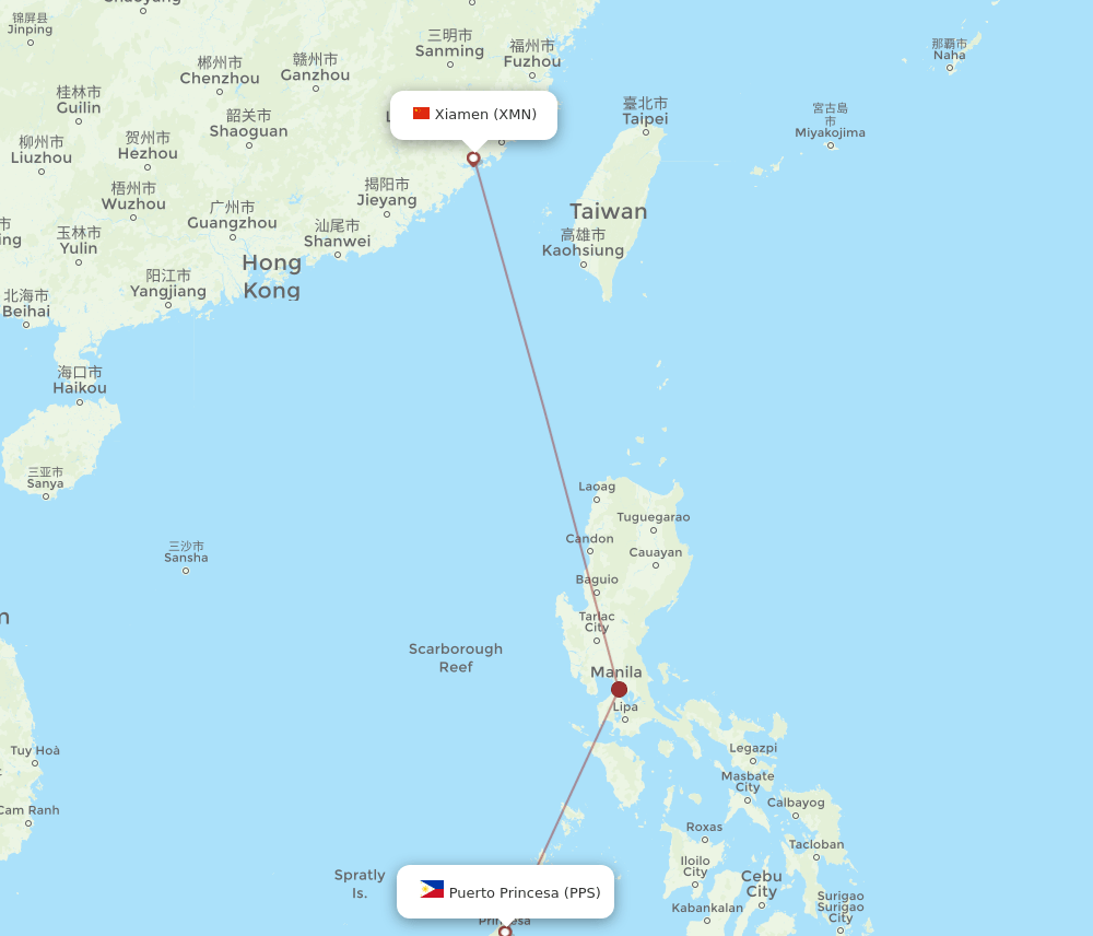 XMN-PPS flight routes