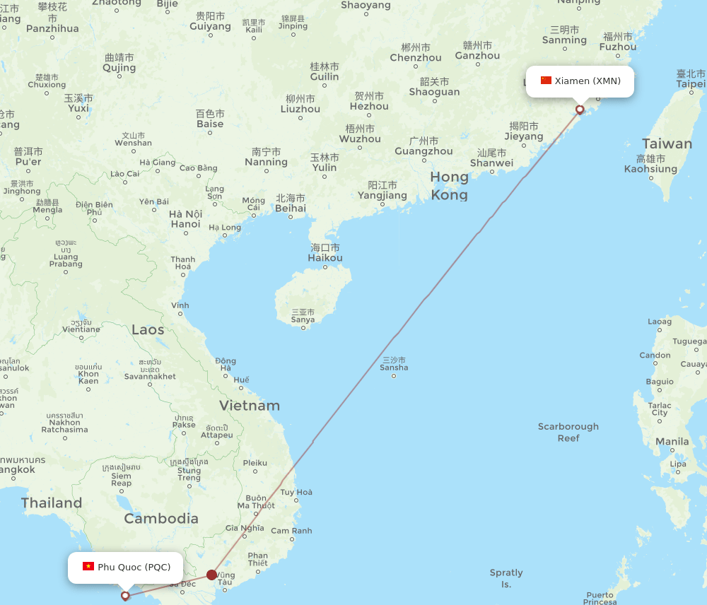 XMN-PQC flight routes