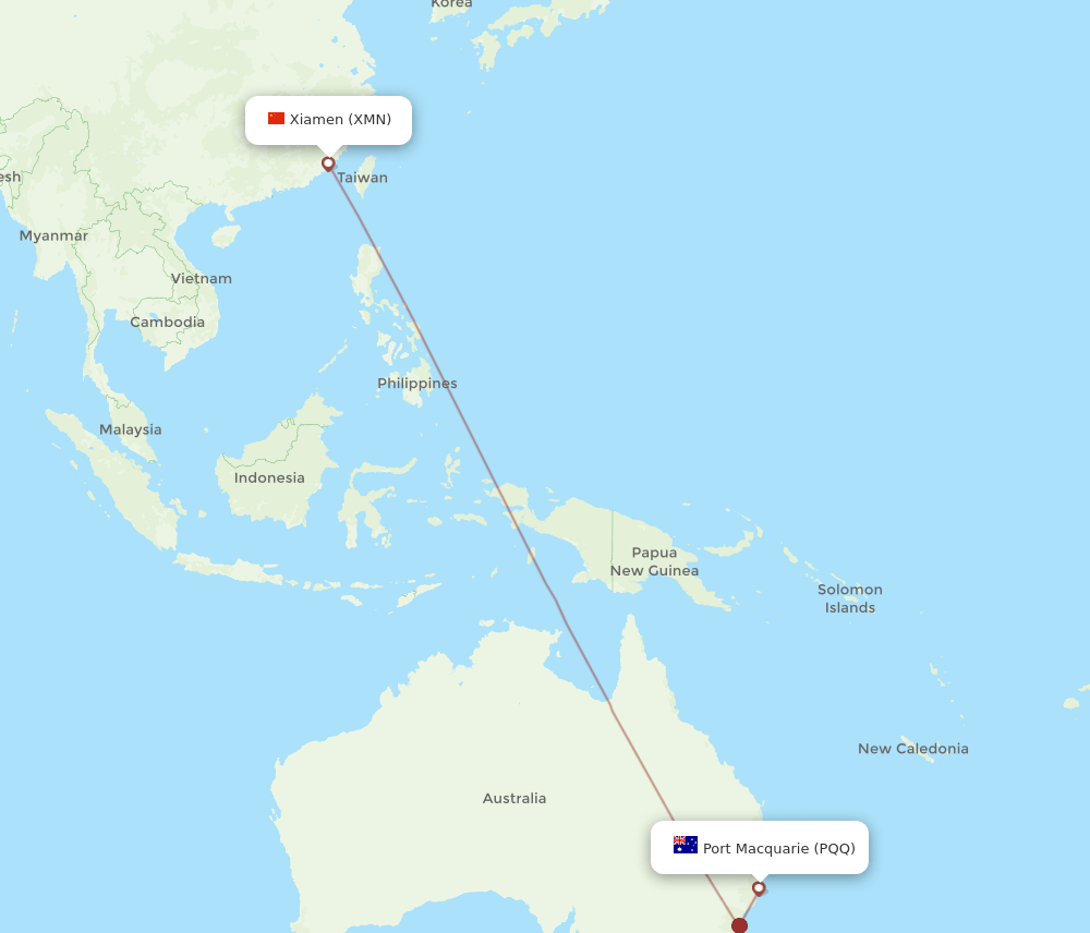 XMN to PQQ flights and routes map