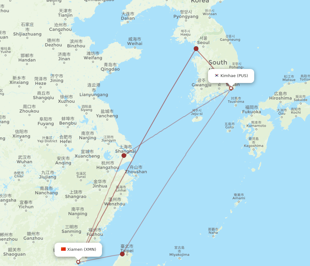 XMN-PUS flight routes