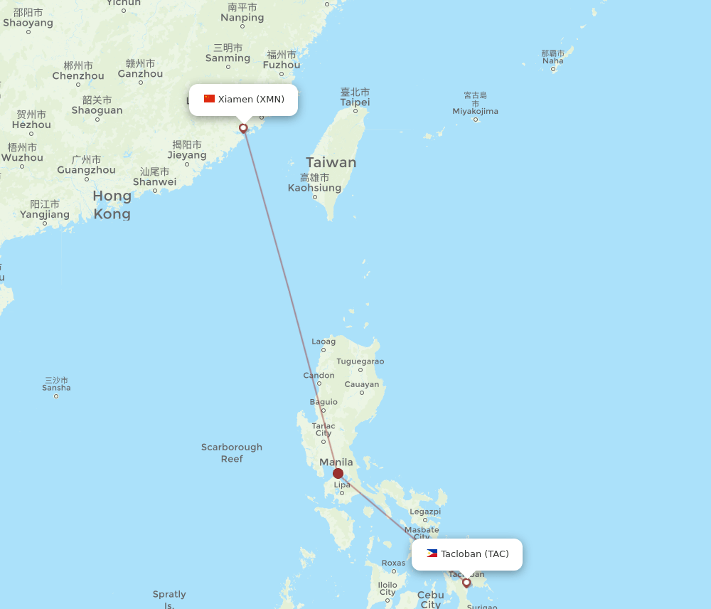 XMN-TAC flight routes