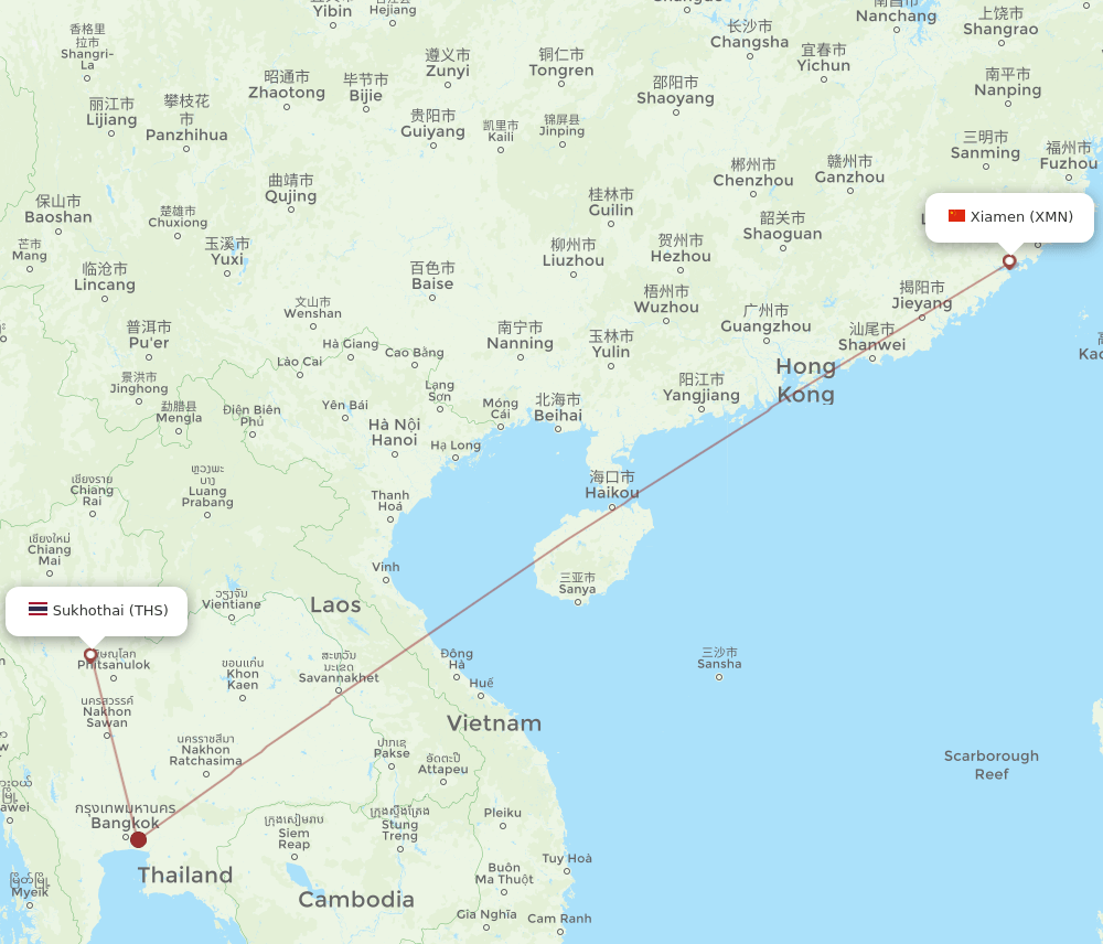 XMN-THS flight routes