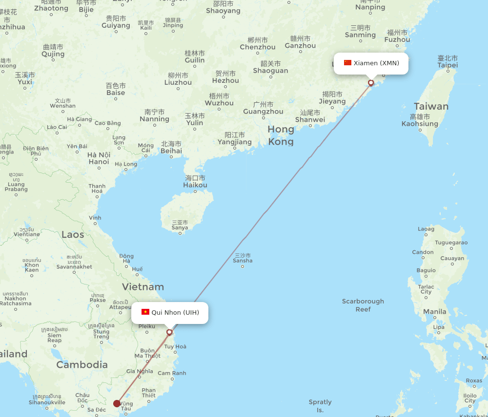 XMN-UIH flight routes