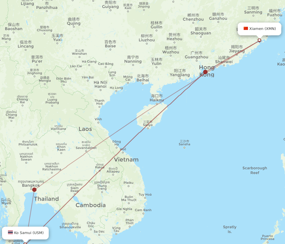 XMN to USM flights and routes map