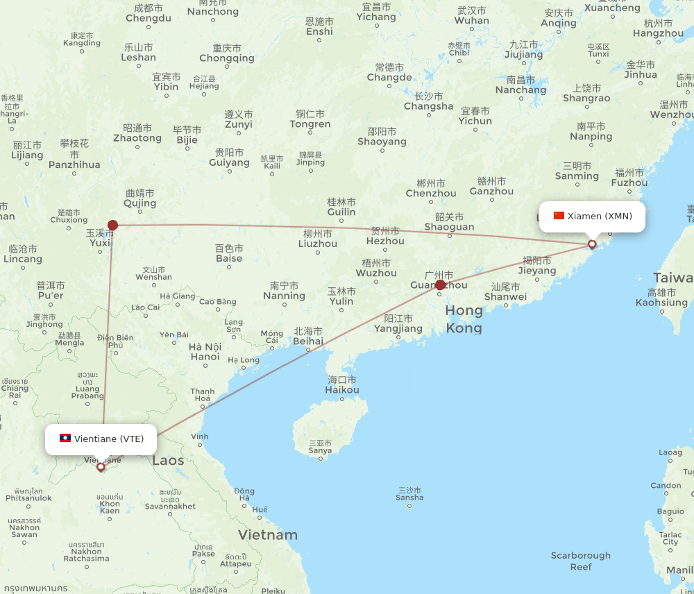 XMN-VTE flight routes