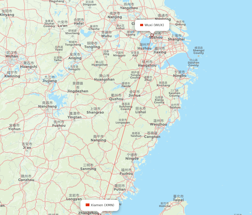 XMN-WUX flight routes