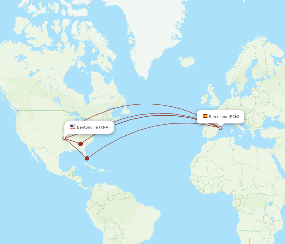 XNA-BCN flight routes